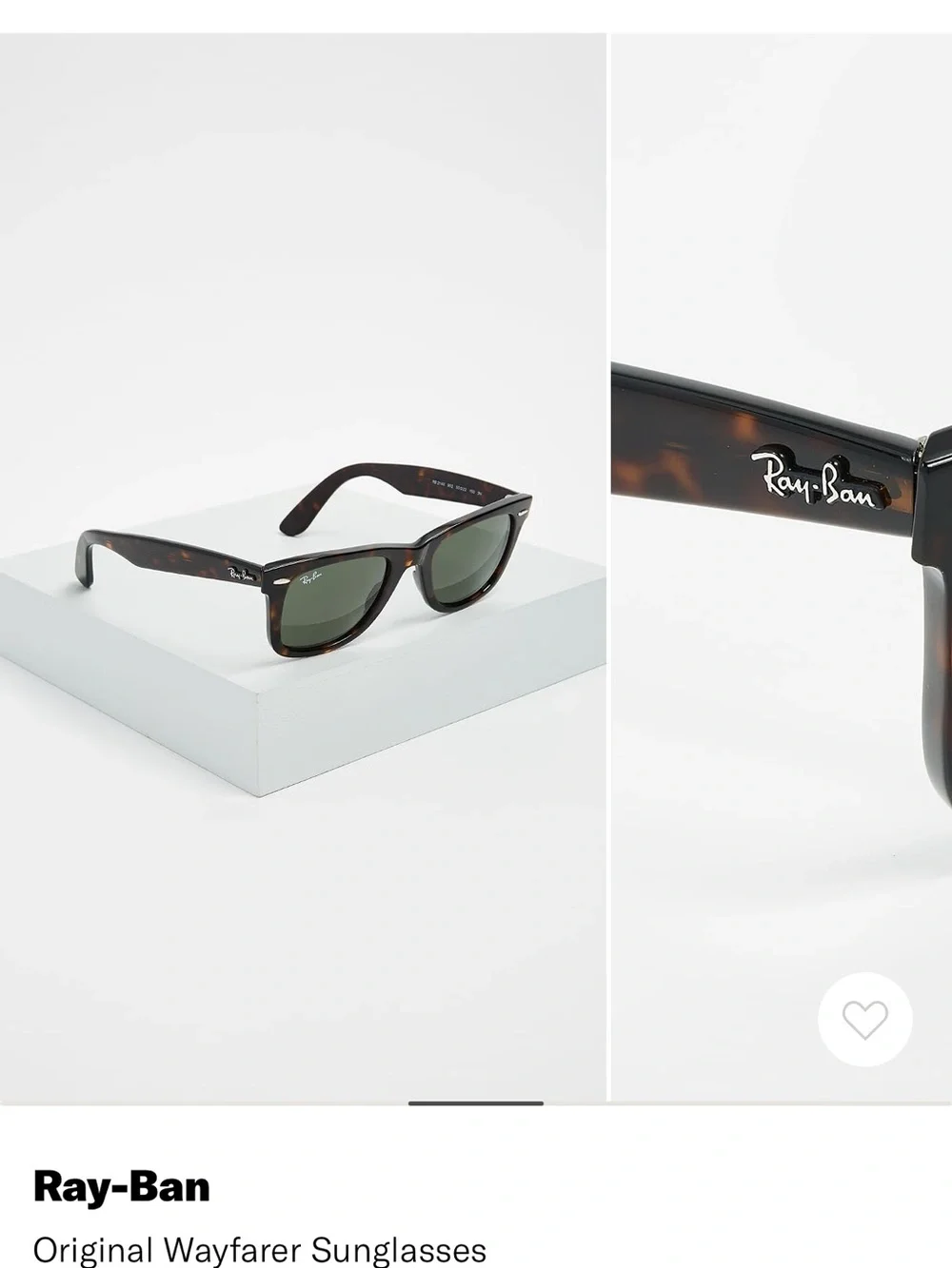 Ray-Ban Tortoiseshell Wayfarer Sunglasses with Green Lenses